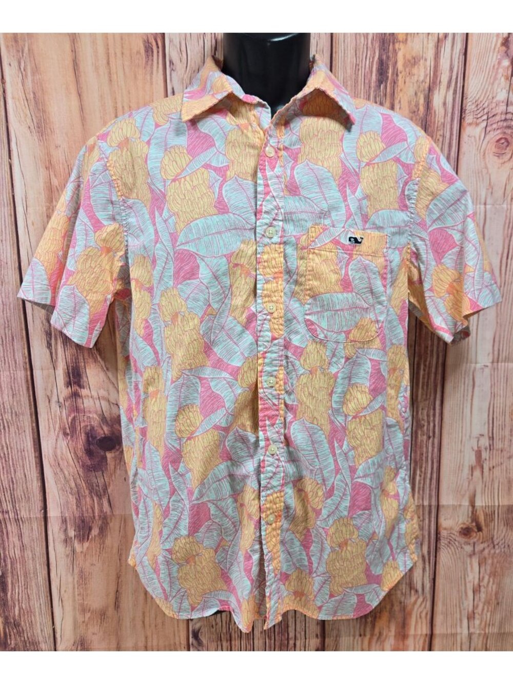 Vineyard Vines Mens Floral Short Sleeve Shirt Small Bright Tropical Colors